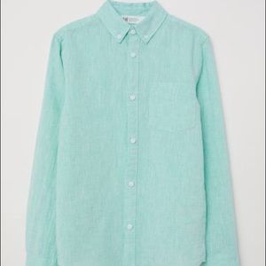 H&M Linen Green Oxford Shirt